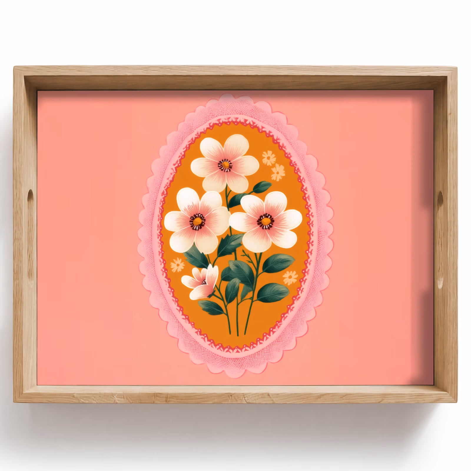 Bandeja - Ilustración - Flores - Borde - Rosa — 1