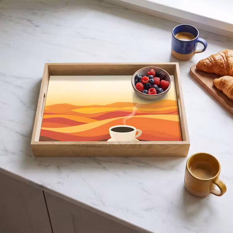 Bandeja - Café - Paisaje - Naranja - Granos de café — 3