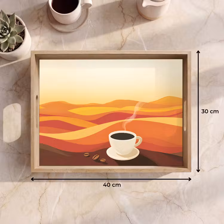 Bandeja - Café - Paisaje - Naranja - Granos de café — 7