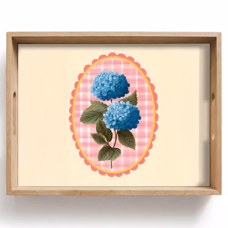 Bandeja - Flores - Azul - Lista - Hojas — 1