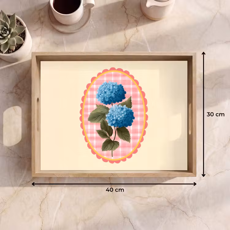 Bandeja - Flores - Azul - Lista - Hojas — 7