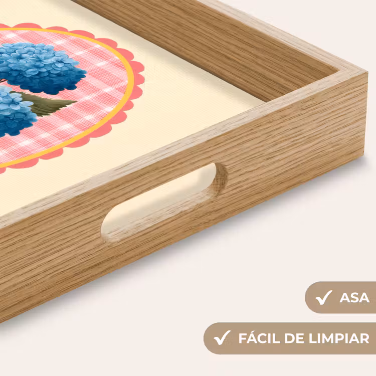 Bandeja - Flores - Azul - Lista - Hojas — 8