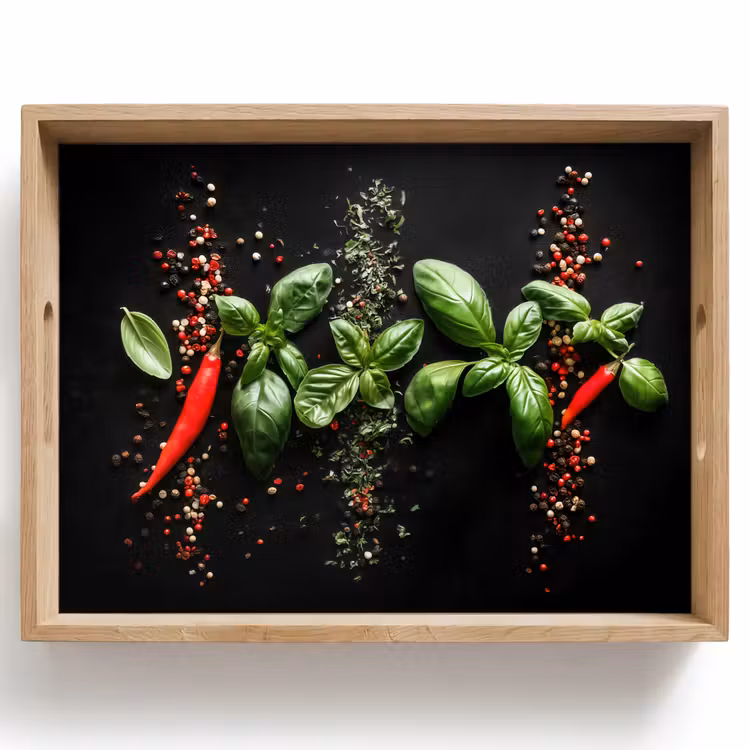 Bandeja - Guindilla - Albahaca - Hojas - Roja — 1