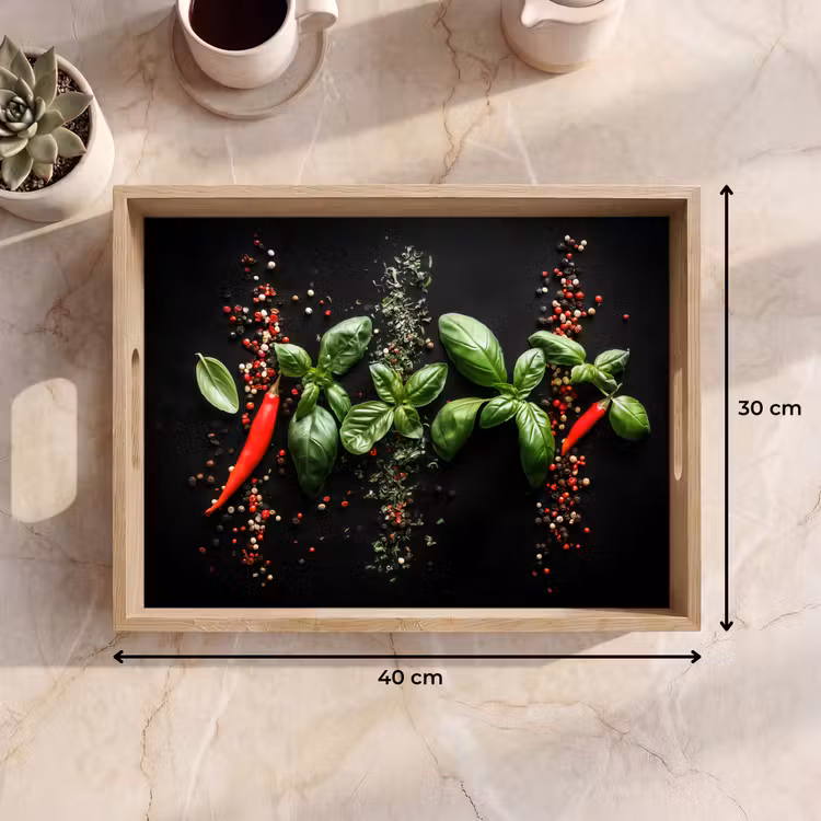 Bandeja - Guindilla - Albahaca - Hojas - Roja — 7