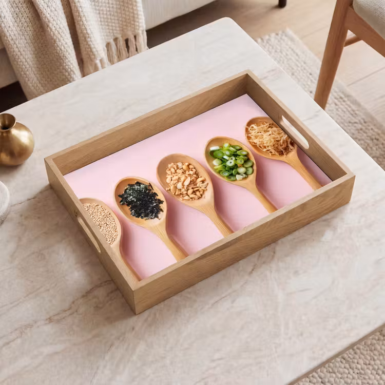Bandeja - Ingredients - Cucharas - Madera - Rosa — 2