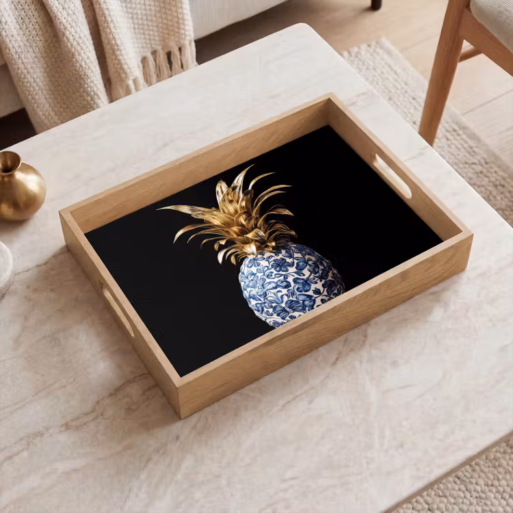 Bandeja - Piña - Flor - Oro - Delftware — 2