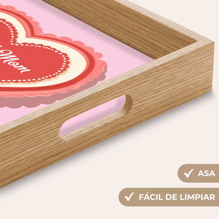 Bandeja - Texto - Corazón - Madre - Rosa — 8