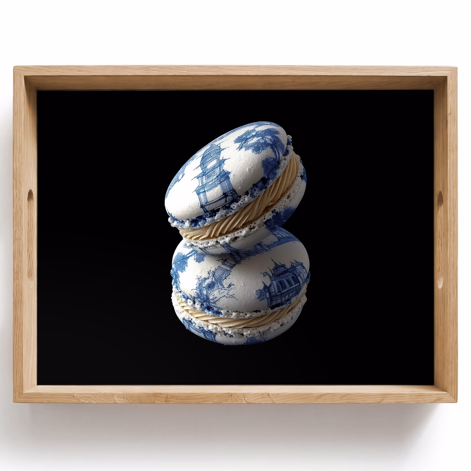 Bandeja - Alimentación - Macarrones - Azul de Delft - Galletas — 1