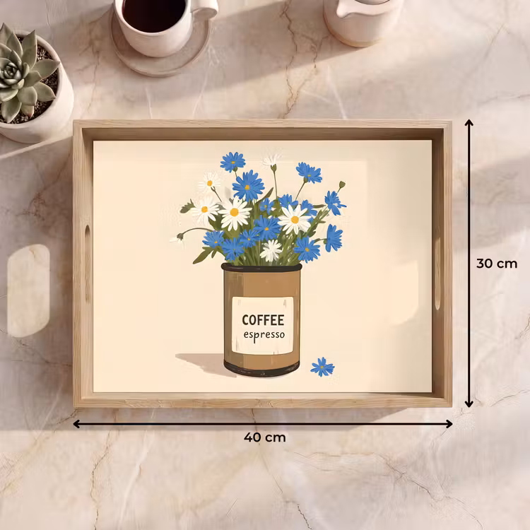 Bandeja - Café - Lata - Minimalista - Flores — 7