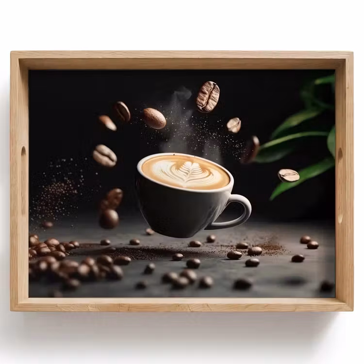 Bandeja - Capuchino - Taza - Judías - Marrón — 1