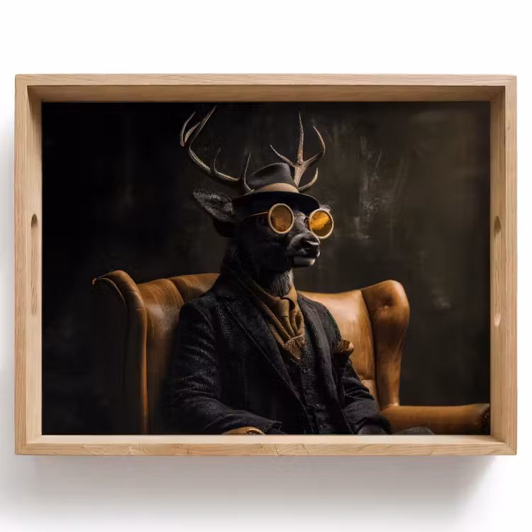 Bandeja - Ciervo - Gafas de sol - Negro - Traje — 1