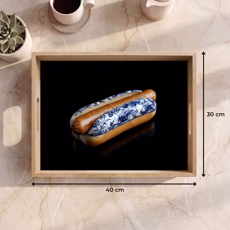 Bandeja - Hot dog - Porcelana - Azul de Delft - Comida — 7