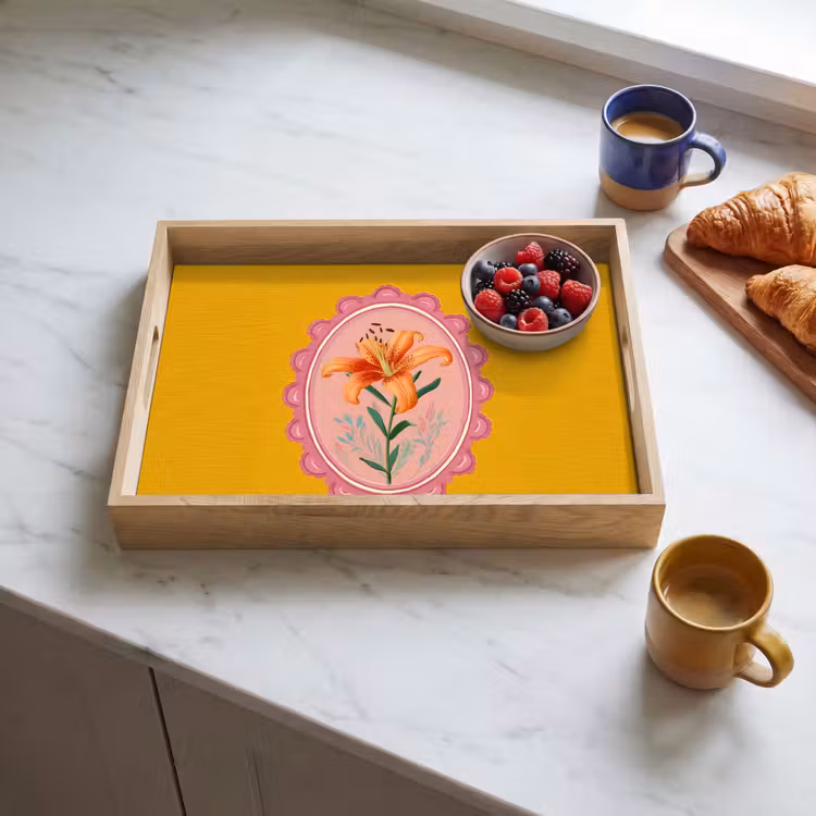 Bandeja - Lirio - Naranja - Marco - Oval — 3