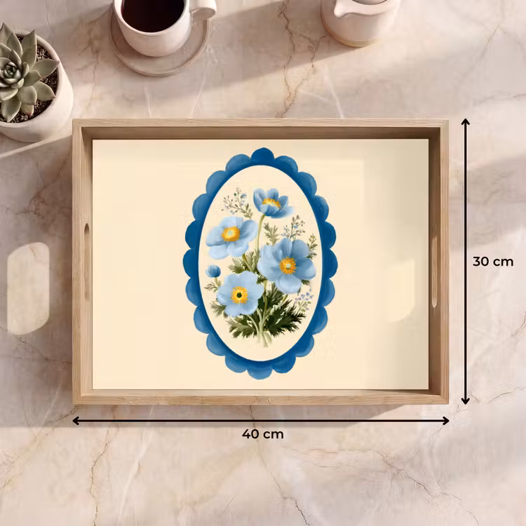 Bandeja - Lista - Flores - Azul claro - Ilustración — 7