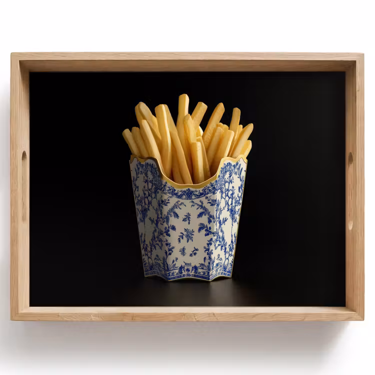 Bandeja - Patatas fritas - Porcelana - Azul de Delft - Alimentos — 1