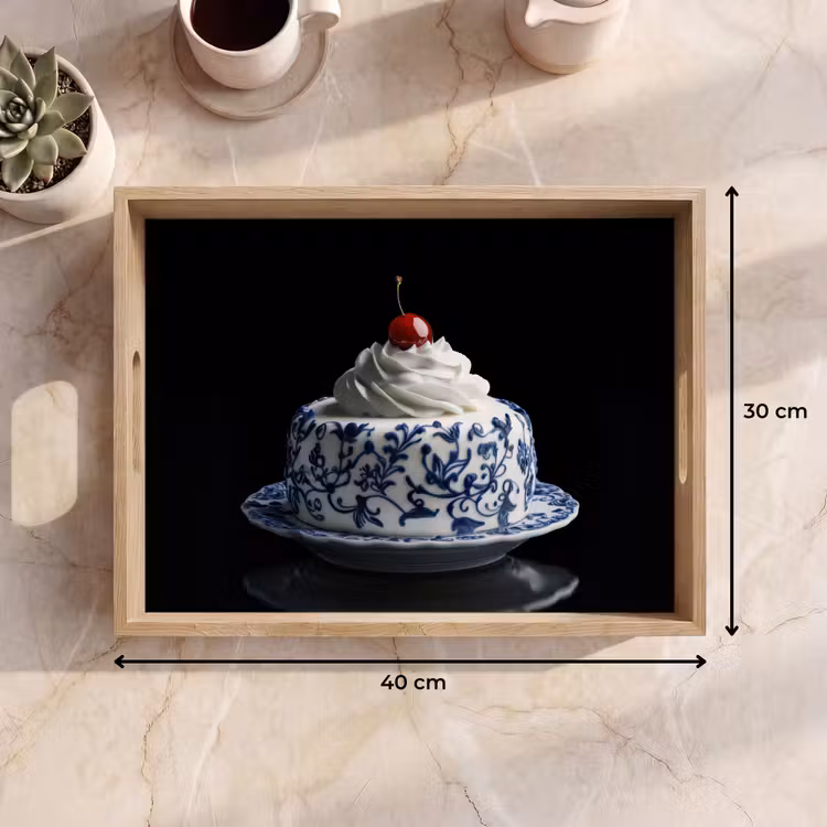 Bandeja - Tarta - Nata montada - Cereza - Plato - Azul de Delft — 7