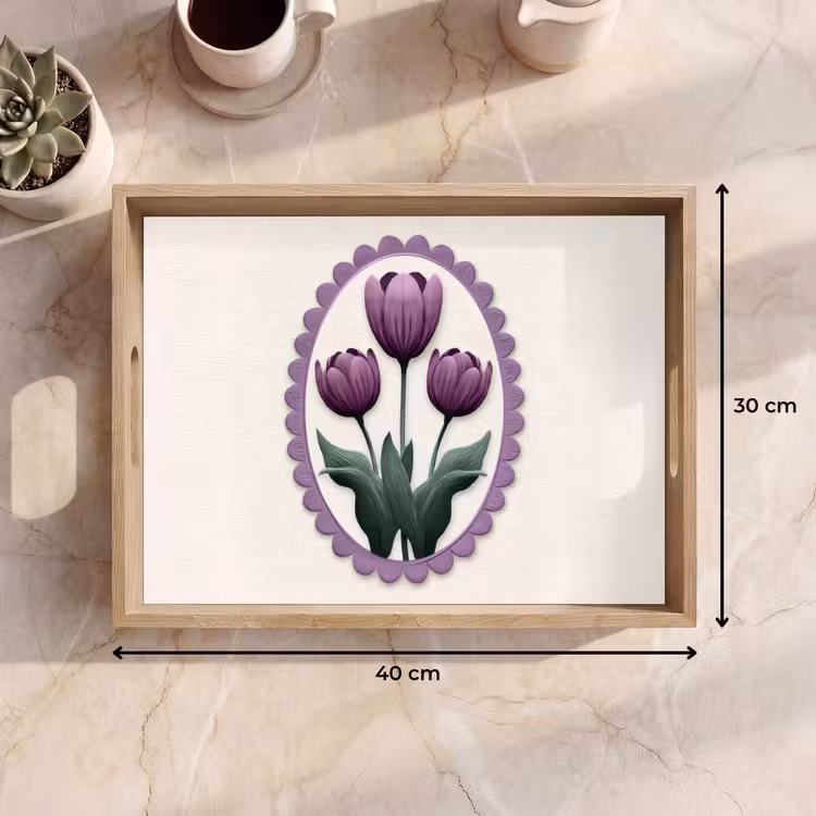 Bandeja - Tulipanes - Morado - Lista - Hojas — 7