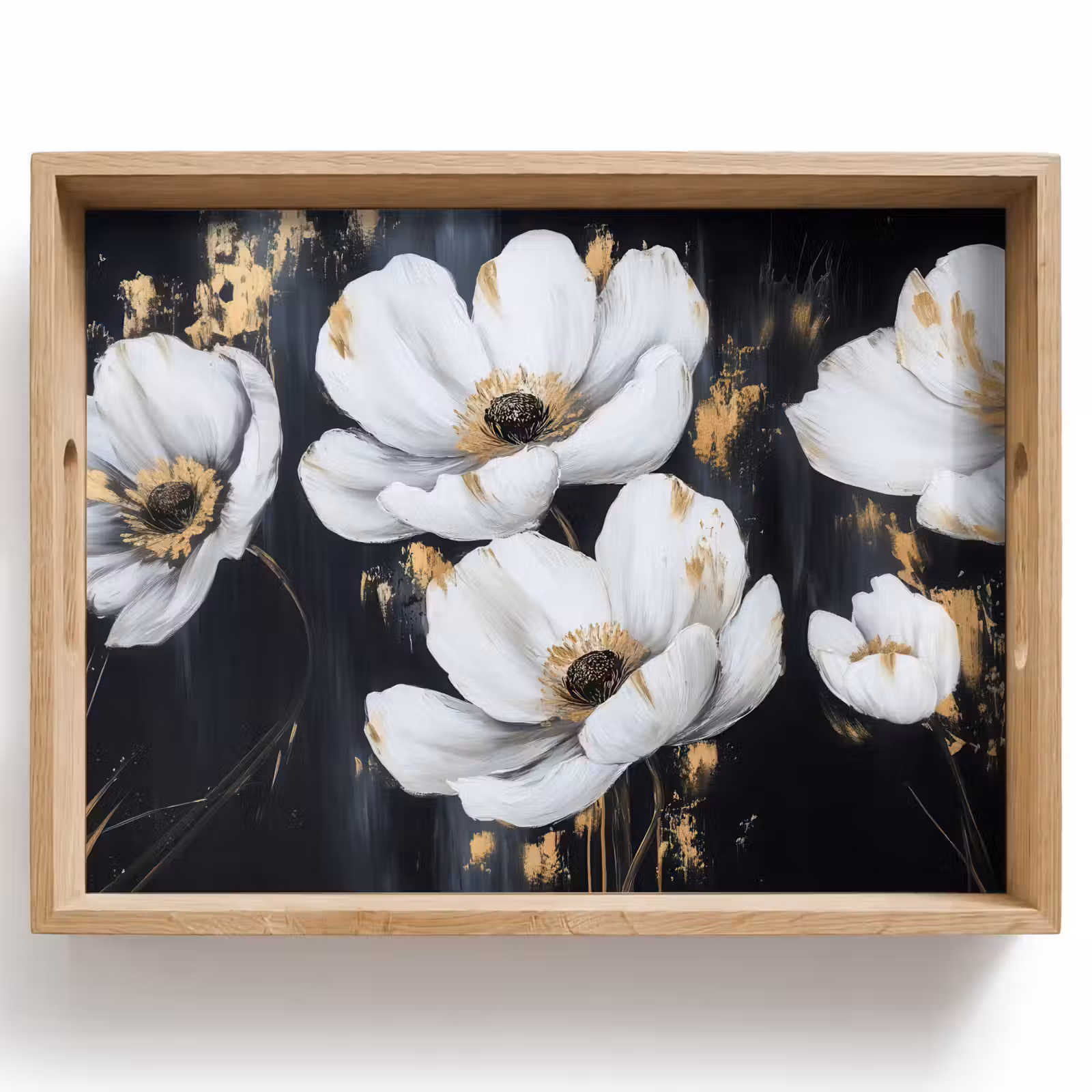 Bandeja - Flores - Blanco - Abstracto — 1