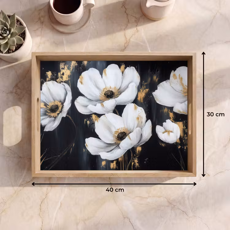 Bandeja - Flores - Blanco - Abstracto — 7