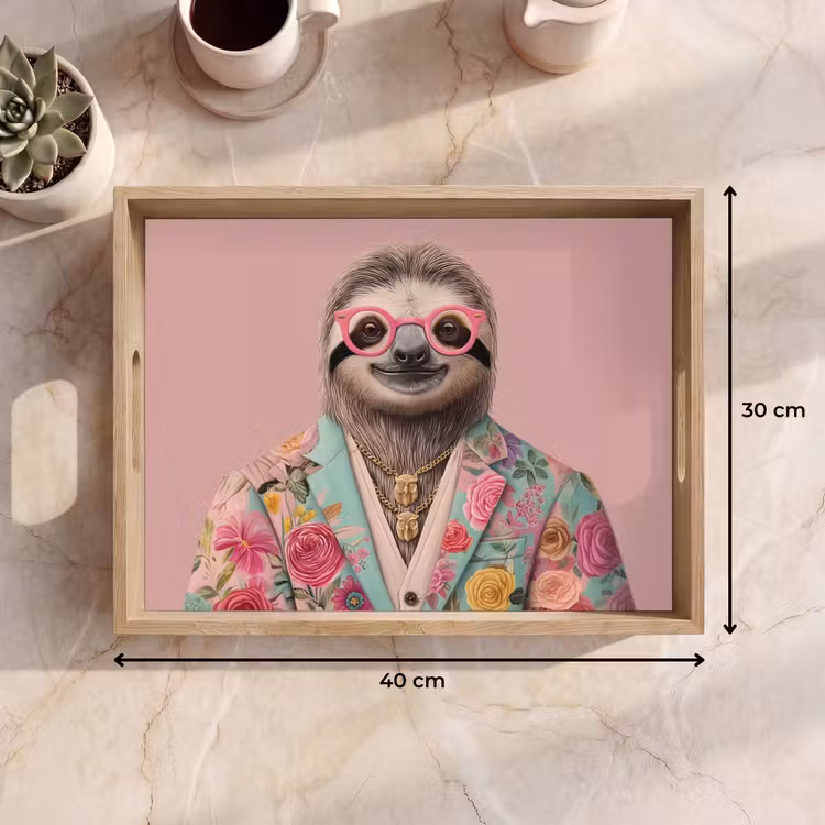 Bandeja - Pereza - Estampado floral - Gafas - Rosa — 7