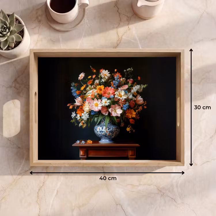 Bandeja - Ramo - Rosa - Jarrón — 7