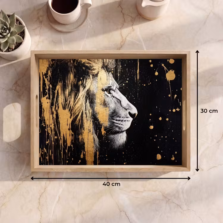 Bandeja - Retrato - León - Abstracto - Oro — 7