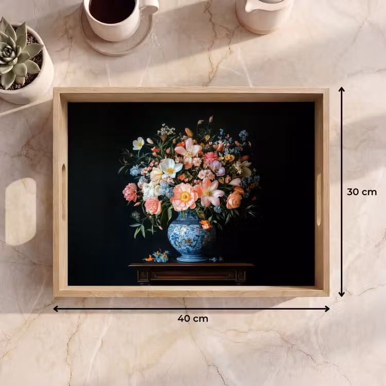 Bandeja - Rosa - Flores - Jarrón - Colores — 7