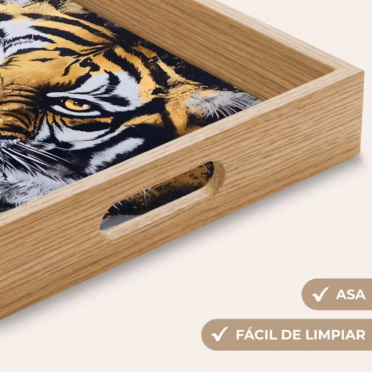 Bandeja - Tigre - Salpicaduras de pintura - Oro — 8