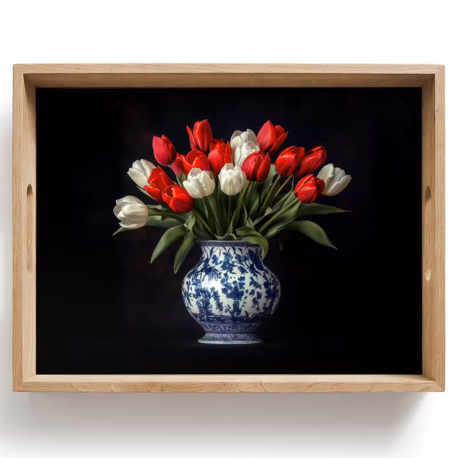 Bandeja - Rojo - Flores - Tulipanes - Jarrón — 1