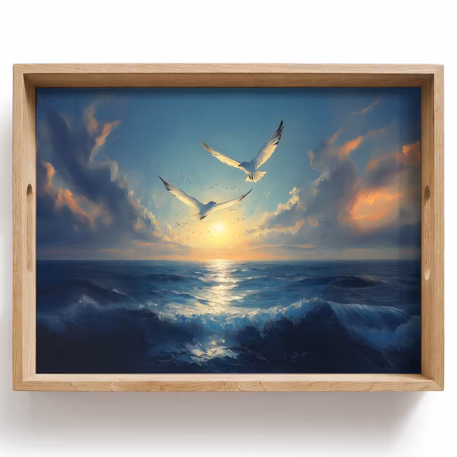 Bandeja - Gaviotas - Mar - Nubes - Azul — 1