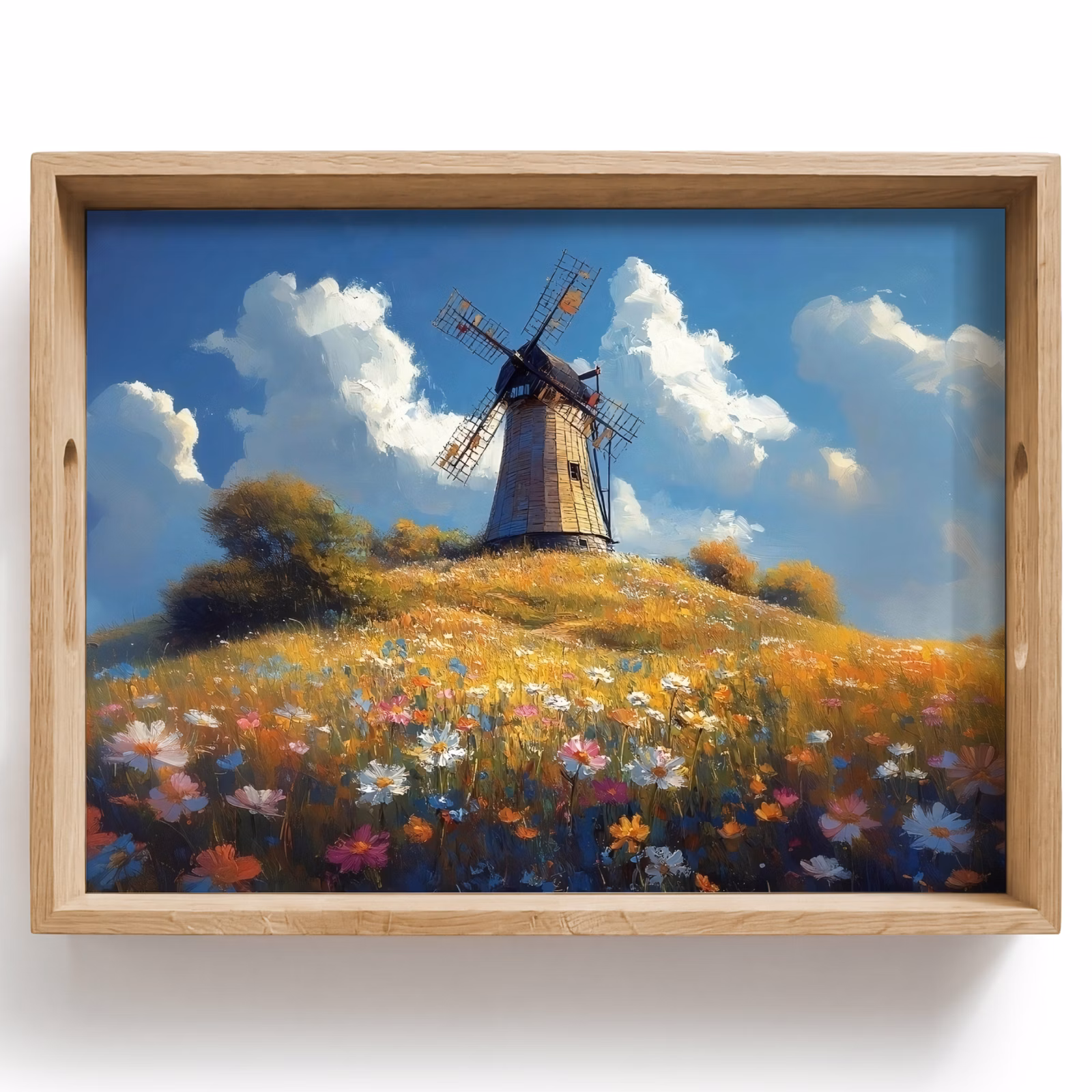 Bandeja - Molino - Colina - Flores - Colorido — 1