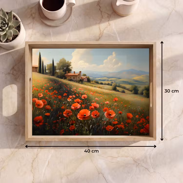 Bandeja - Amapolas - Rojas - Colinas - Paisaje — 7