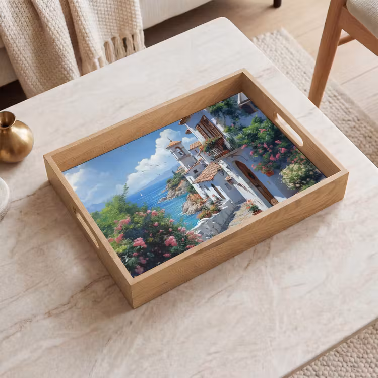 Bandeja - Casas - Mar - Árboles - Flores — 2