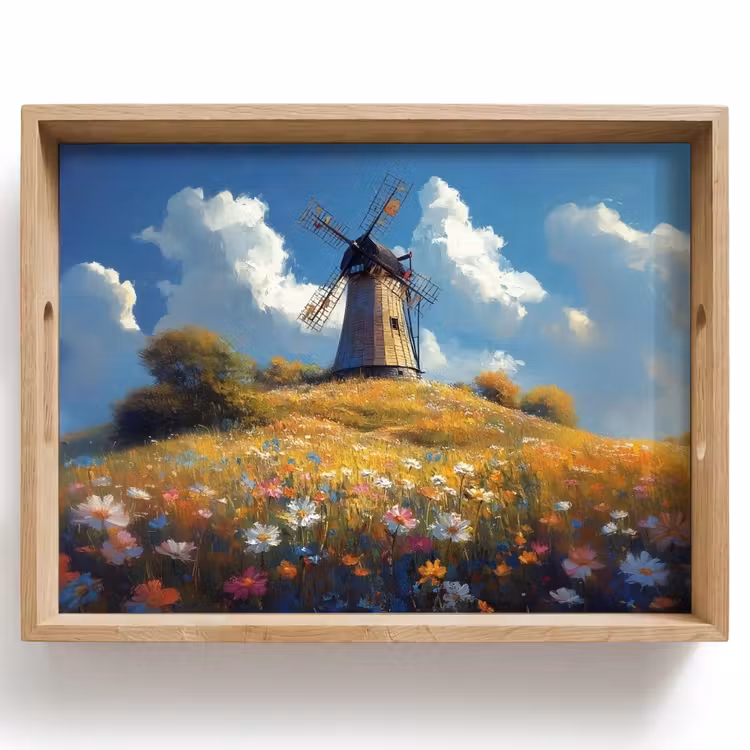 Bandeja - Molino - Colina - Flores - Colorido — 1