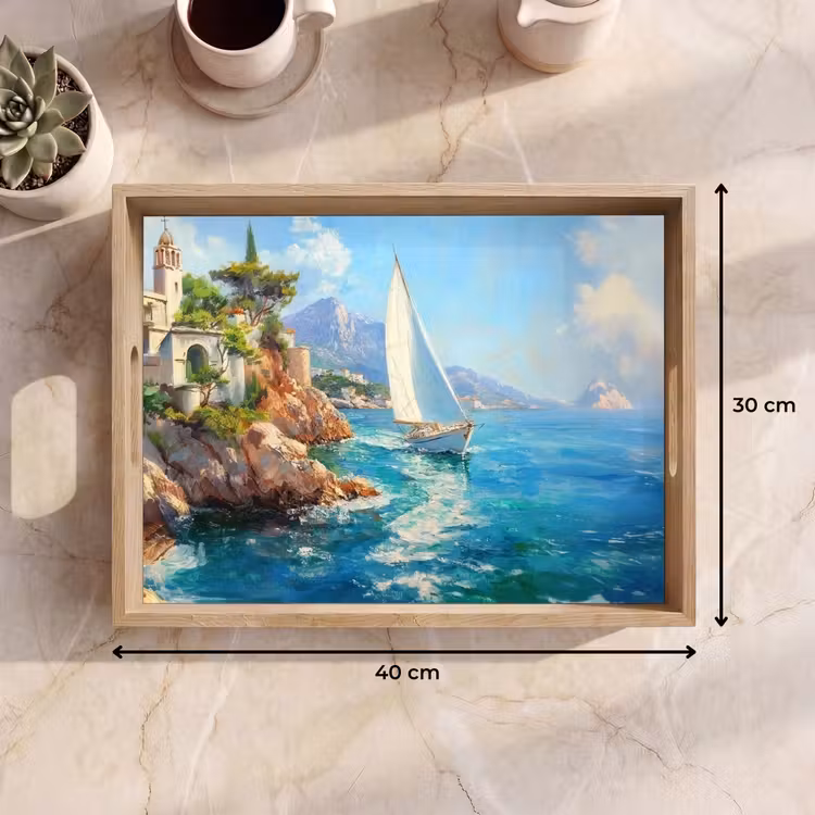 Bandeja - Velero - Rocas - Costa - Casas — 7
