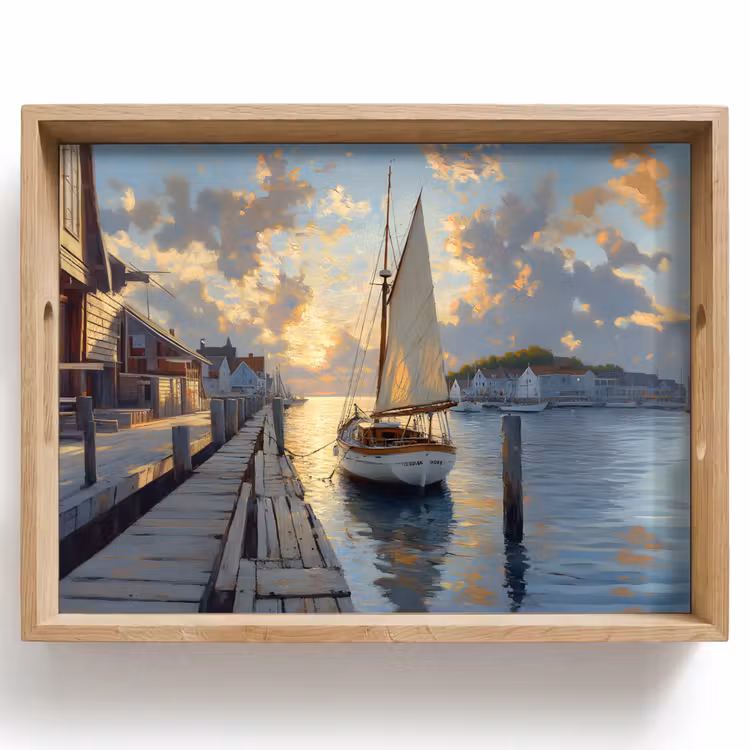 Bandeja - Velero - Sol - Muelle - Madera — 1