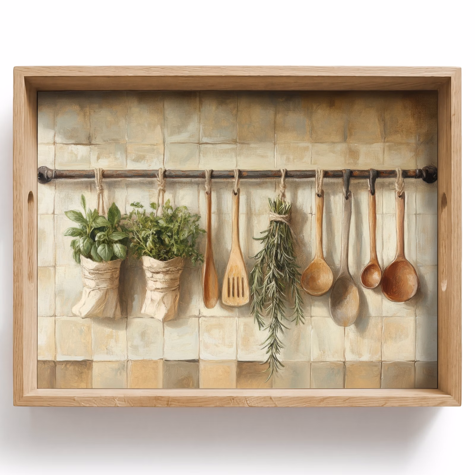 Bandeja - Madera - Utensilios de cocina - Naturaleza muerta - Azulejos — 1
