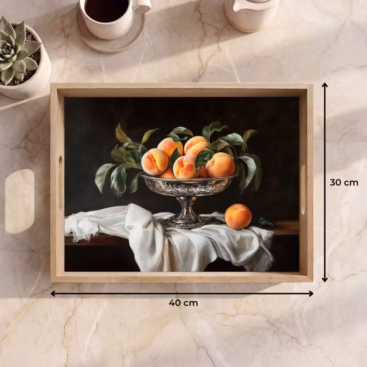 Bandeja - Naturaleza muerta - Melocotones - Vintage — 7