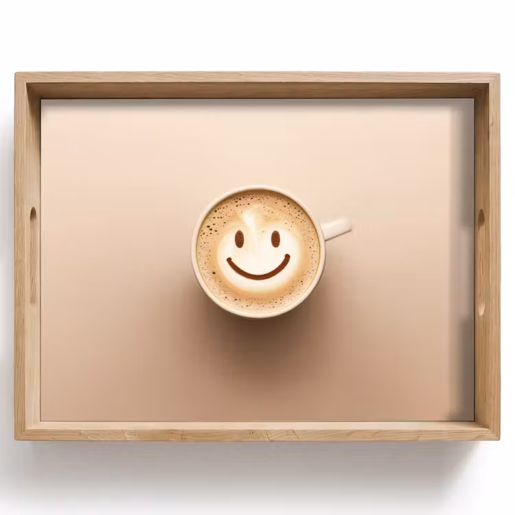 Bandeja - Café - Espuma de leche - Sonrisa - Beige — 1