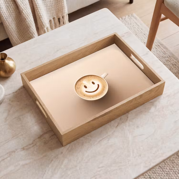 Bandeja - Café - Espuma de leche - Sonrisa - Beige — 2