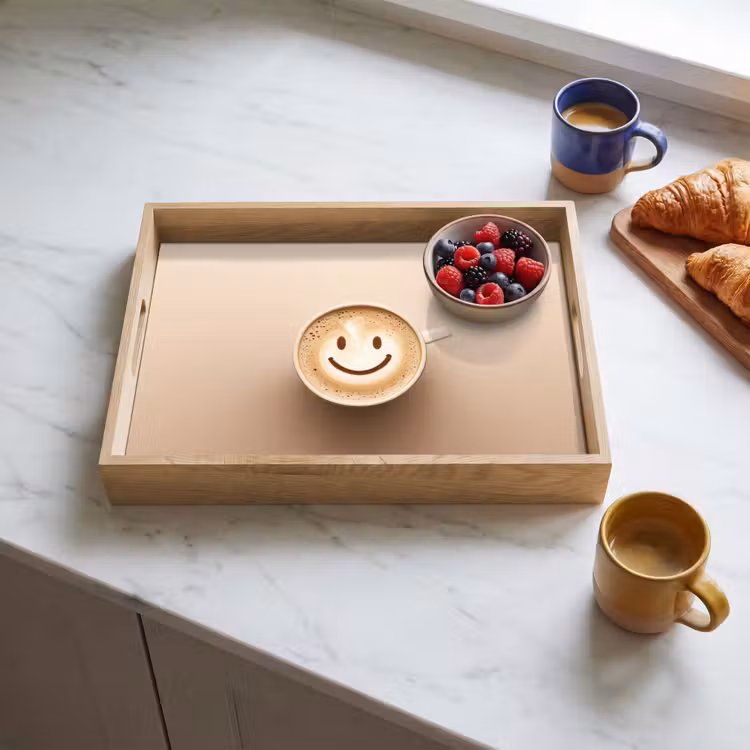 Bandeja - Café - Espuma de leche - Sonrisa - Beige — 3