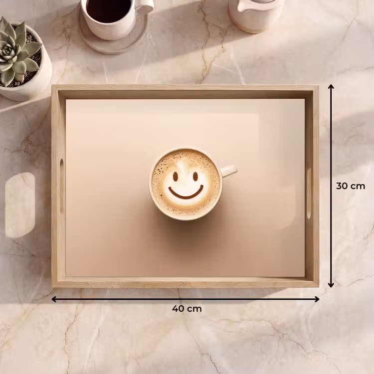 Bandeja - Café - Espuma de leche - Sonrisa - Beige — 7
