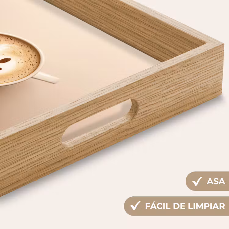 Bandeja - Café - Espuma de leche - Sonrisa - Beige — 8