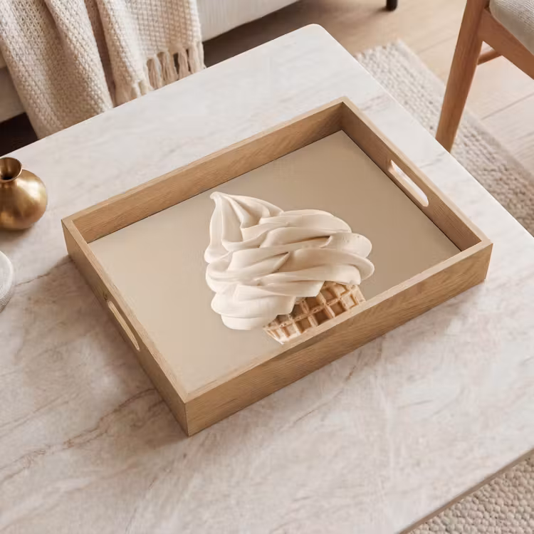 Bandeja - Helado - Helado suave - Cremoso - Cuerno - Beige — 2
