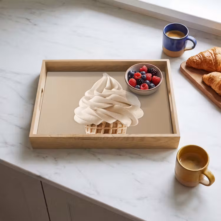 Bandeja - Helado - Helado suave - Cremoso - Cuerno - Beige — 3