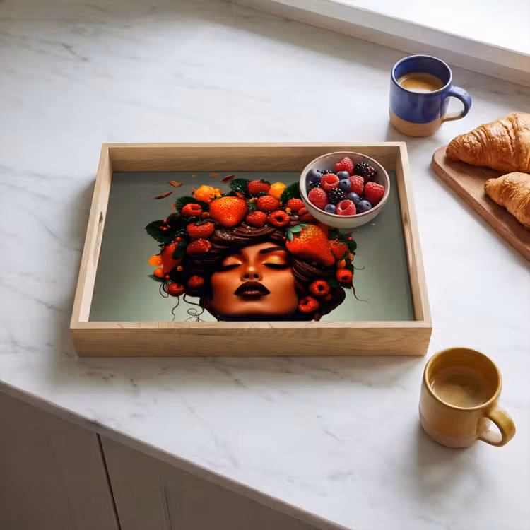 Bandeja - Mujer - Chocolate - Frambuesas - Fresas - Galletas — 3
