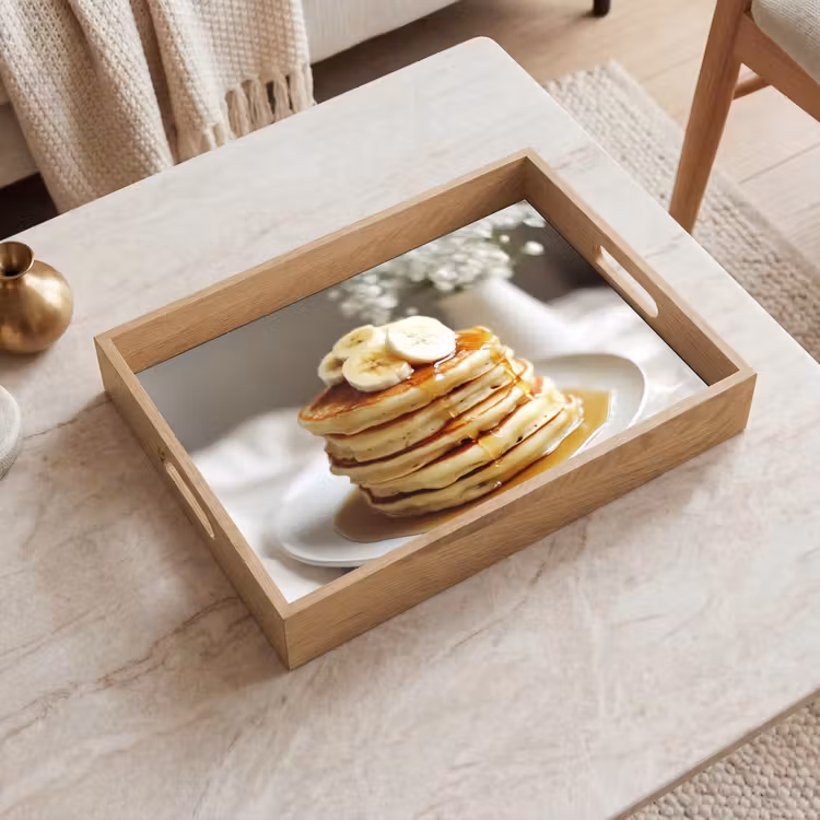Bandeja - Tortitas - Plátano - Sirope - Blanco - Beige — 2