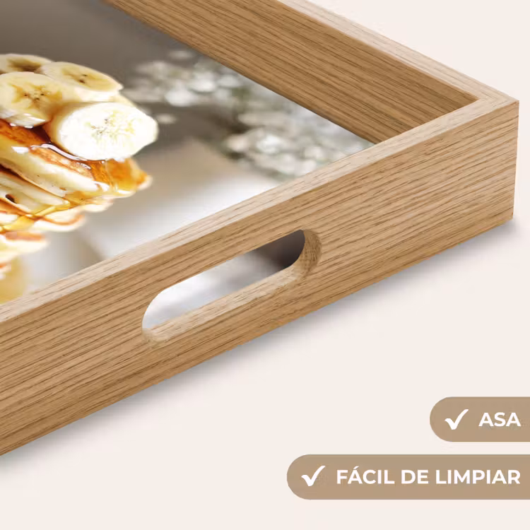 Bandeja - Tortitas - Plátano - Sirope - Blanco - Beige — 8