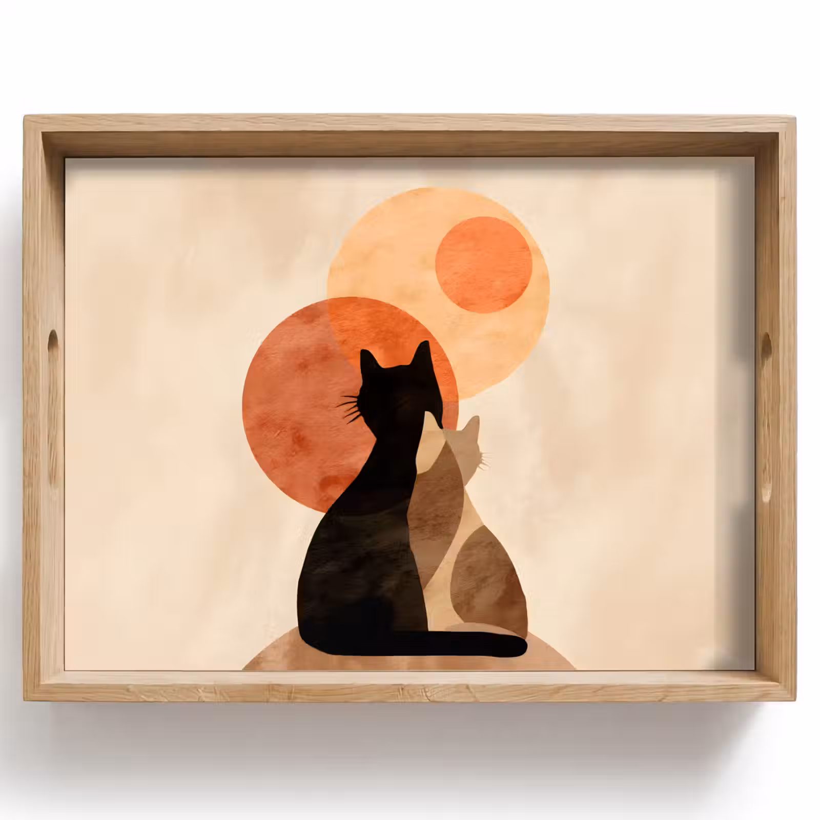 Bandeja - Gatos - Negro - Abstracto - Círculos — 1