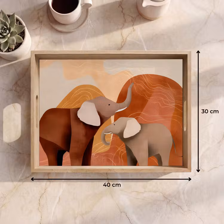 Bandeja - Elefantes - Naranja - Abstracto — 7